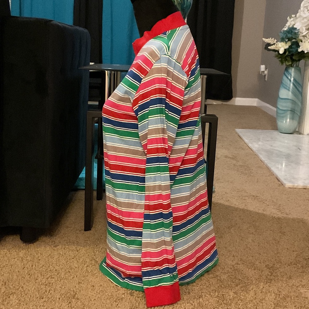 Men's Turtleneck Sweater - Red, Green, Blue, Navy, White Stripes - Picture 3 of 6